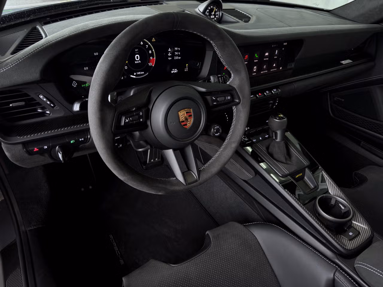 Visualizza 2025 Porsche 911 GT3, Interno, Interni con finiture estese in pelle/Race-Tex di colore nero con argento GT a contrasto, 4 nella galleria