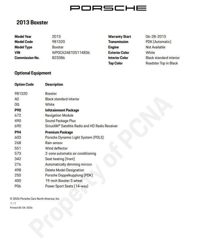 2013 Porsche Boxster Base